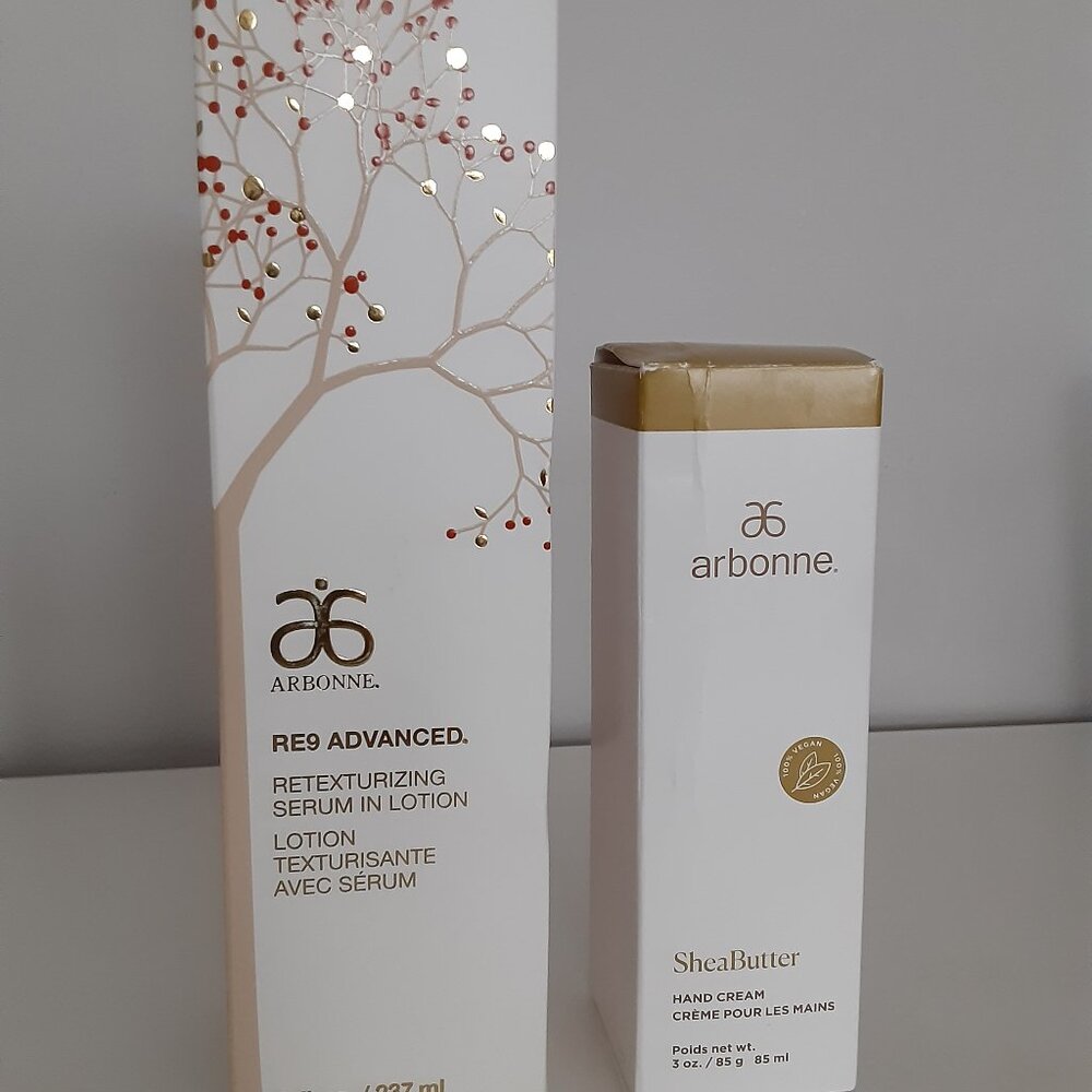 Arbonne Retexturizing Serum in Lotion and Shea Butter Hand Cream - NEW